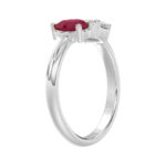 14K WHITE GOLD 1.00CT EMERALD/PEAR RUBY DIAMOND LADIES RING - Image 4