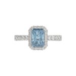 14K WHITE GOLD 1.00CT ROUND/RADIANT DIAMOND LADIES RING (CENTER STONE BLUE RADIANT DIAMOND 3.00CT) - Image 2