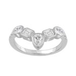 14K WHITE GOLD 1.00CT ROUND/EMERALD/OVAL/PEAR DIAMOND LADIES BAND (PEAR 1/5CT EMERALD 1/3CT OVAL 1/3CT)