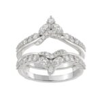 14K WHITE GOLD 1.00CT ROUND/MARQUISE DIAMOND LADIES RING