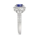 14K WHITE GOLD 2 1/2CT ROUND/BAGUETTE DIAMOND LADIES RING (CENTER STONE BLUE SAPPHIRE ROUND DIAMOND 2CT) - Image 3