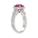 14K WHITE GOLD 2 1/2CT ROUND/BAGUETTE DIAMOND LADIES RING (CENTER STONE ROUND RUBY DIAMOND 2CT) - Image 4
