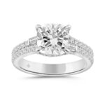 14K WHITE GOLD 2 1/2CT ROUND/CUSHION/BAGUETTE DIAMOND LADIES RING (CENTER STONE CUSHION DIAMOND 2CT)
