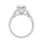 14K WHITE GOLD 2 1/2CT ROUND/CUSHION/BAGUETTE DIAMOND LADIES RING (CENTER STONE CUSHION DIAMOND 2CT) - Image 2