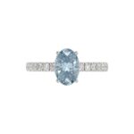 14K WHITE GOLD 2 1/2CT ROUND/OVAL DIAMOND LADIES RING (CENTER STONE BLUE OVAL DIAMOND 2CT) - Image 2