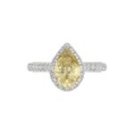 14K WHITE GOLD 2 1/2CT ROUND/PEAR DIMAOND LADIES RING (CENTER STONE PEAR YELLOW DIAMOND 2.00CT) - Image 5