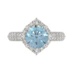 14K WHITE GOLD 2 3/4CT ROUND DIAMOND LADIES RING (CENTER STONE BLUE ROUND DIAMOND 2CT) - Image 2