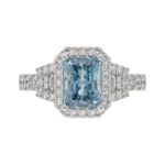14K WHITE GOLD 2 3/4CT ROUND/BAGUETTE/RADIANT DIAMOND LADIES RING (CENTER STONE BLUE RADIANT DIAMOND 2.00CT) - Image 5