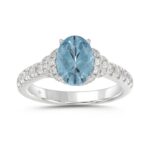 14K WHITE GOLD 2 3/4CT ROUND/BLUE OVAL DIAMOND LADIES RING (CENTER STONE BLUE OVAL DIAMOND 2CT)