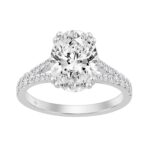 14K WHITE GOLD 2 3/4CT ROUND/OVAL DIAMOND LADIES BRIDAL RING (CENTER STONE OVAL DIAMOND 2 1/2CT)