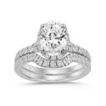 14K WHITE GOLD 2 3/4CT ROUND/OVAL DIAMOND LADIES BRIDAL SET (CENTER STONE OVAL DIAMOND 2.00CT)