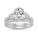 14K WHITE GOLD 2 3/4CT ROUND/OVAL DIAMOND LADIES BRIDAL SET (CENTER STONE OVAL DIAMOND 2CT)