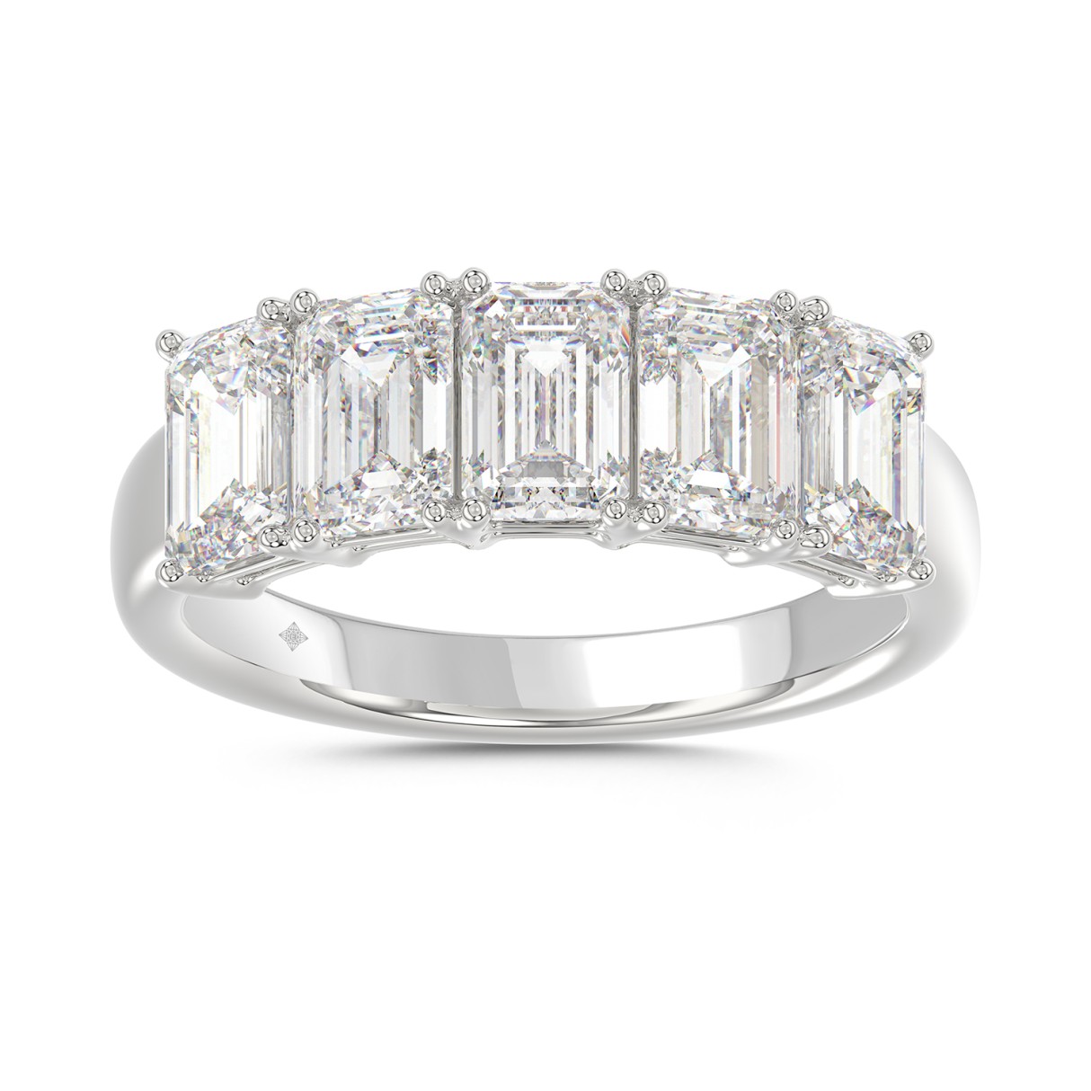 14K WHITE GOLD 2.00CT EMERALD DIAMOND LADIES BAND - Image 1