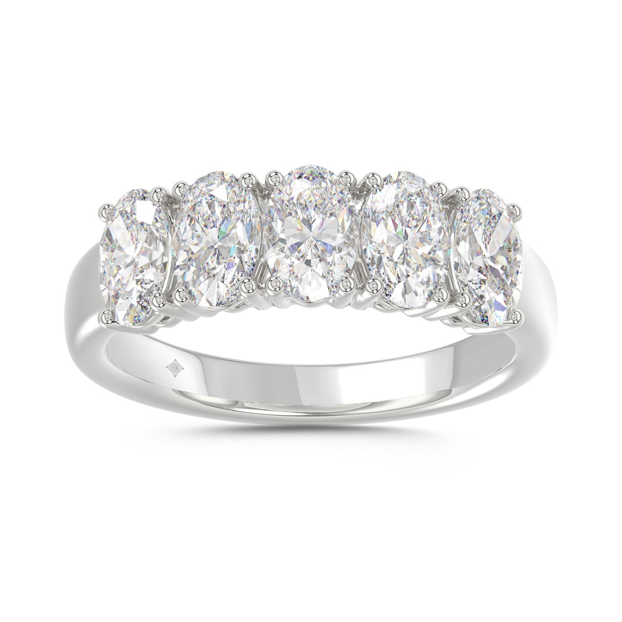 14K WHITE GOLD 2.00CT OVAL DIAMOND LADIES BAND - Image 1