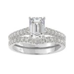14K WHITE GOLD 2.00CT ROUND/EMERALD DIAMOND LADIES BRIDAL SET (CENTER STONE EMERALD DIAMOND 1 1/2CT