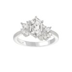 14K WHITE GOLD 2.00CT ROUND/MARQUISE/PEAR/LONG HEXAGON STEP CUT LADIES RING