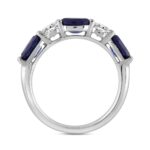 14K WHITE GOLD 2.00CT ROUND/OVAL BLUE SAPPHIRE DIAMOND LADIES BAND - Image 3