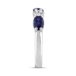 14K WHITE GOLD 2.00CT ROUND/OVAL BLUE SAPPHIRE DIAMOND LADIES BAND - Image 2