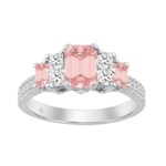 14K WHITE GOLD 2.00CT ROUND/PRINCESS/PINK EMERALD DIAMOND LADIES RING (CENTER STONE EMERALD PINK DIAMOND 1CT)
