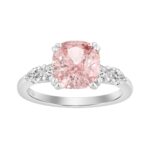 14K WHITE GOLD 3 1/2CT OVAL/PINK CUSHION/PEAR DIAMOND LADIES RING (CENTER STONE PINK CUSHION DIAMOND 3.00CT)