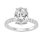 14K WHITE GOLD 3 1/2CT ROUND/OVAL DIAMOND LADIES RING (CENTER STONE OVAL DIAMOND 3CT)