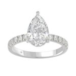 14K WHITE GOLD 3 1/2CT ROUND/PEAR DIAMOND LADIES RING (CENTER STONE PEAR DIAMOND 3CT)