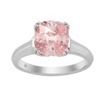 14K WHITE GOLD 3 1/4CT ROUND/CUSHION DIAMOND LADIES RING (CENTER STONE PINK CUSHION DIAMOND 3.00CT)