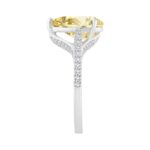 14K WHITE GOLD 3 1/4CT ROUND/PEAR DIAMOND LADIES RING (CENTER STONE YELLOW PEAR DIAMOND 3CT) - Image 3