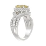 14K WHITE GOLD 3 1/4CT ROUND/YELLOW OVAL DIMAOND LADIES RING (CENTER STONE YELLOW OVAL  DIAMOND 2.00CT) - Image 3