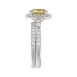 14K WHITE GOLD 3 3/4CT ROUND/CUSHION DIAMOND LADIES BRIDAL SET (CENTER STONE CUSHION YELLOW DIAMOND 3.00CT) - Image 4