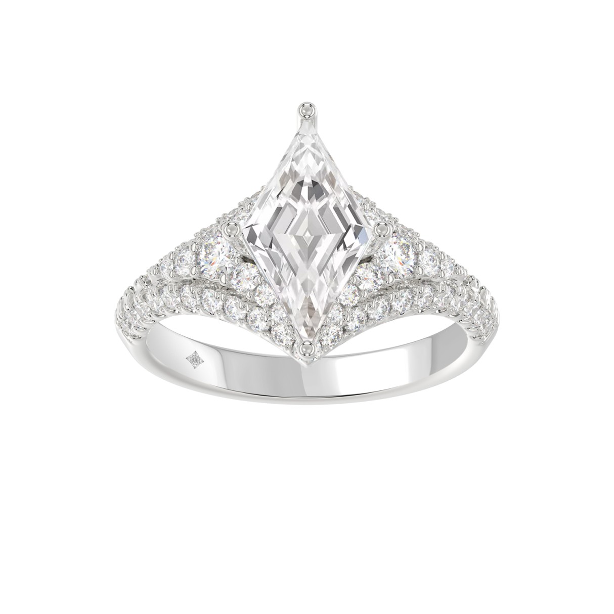 14K WHITE GOLD 3 3/4CT ROUND/PRINCESS DIAMOND LADIES RING - Image 1