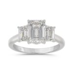 14K WHITE GOLD 3.00CT EMERALD DIAMOND LADIES RING (CENTER STONE EMERALD DIAMOND 2CT)