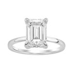 14K WHITE GOLD 3.00CT EMERALD/ROUND DIAMOND LADIES RING