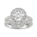 14K WHITE GOLD 3.00CT ROUND DIAMOND LADIES BRIDAL SET (CENTER STONE ROUND DIAMOND 1 1/2CT