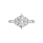 14K WHITE GOLD 3.00CT ROUND/BAGUETTE/HEXAGON DIAMOND LADIES RING - Image 5