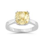 14K WHITE GOLD 3.00CT ROUND/YELLOW CUSHION DIAMOND LADIES RING (CENTER STONE YELLOW CUSHION DIAMOND 3CT)