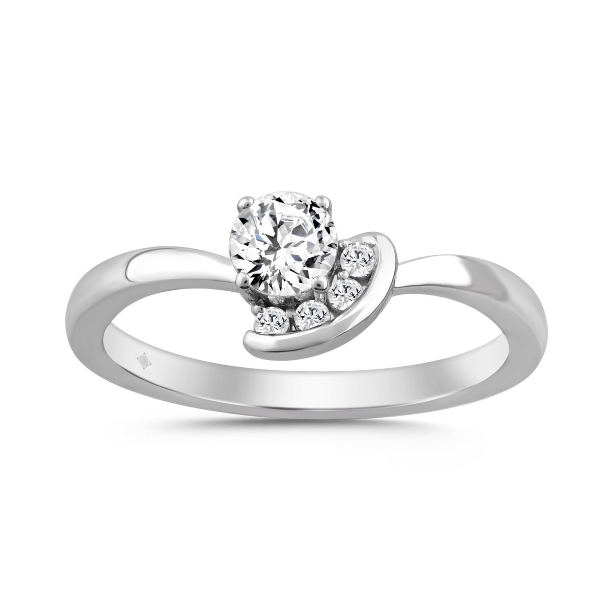 14K WHITE GOLD 3/8CT ROUND DIAMOND LADIES RING - Image 1