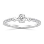 14K WHITE GOLD 3/8CT ROUND/OVAL DIAMOND LADIES RING (CENTER STONE OVAL DIAMOND 1/4CT)