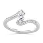 14K WHITE GOLD 3/8CT ROUND/PEAR DIAMOND LADIES RING (CENTER STONE PEAR DIAMOND 1/4CT)