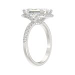 14K White Gold 4 1/2CT ladies Round & Emerald-cut diamond halo engagement Ring 4.00CT Emerald  Center stone (Color F-G -Clarity VS1/VS2) - Image 3