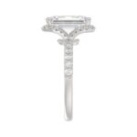 14K White Gold 4 1/2CT ladies Round & Emerald-cut diamond halo engagement Ring 4.00CT Emerald  Center stone (Color F-G -Clarity VS1/VS2) - Image 4