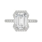 14K White Gold 4 1/2CT ladies Round & Emerald-cut diamond halo engagement Ring 4.00CT Emerald  Center stone (Color F-G -Clarity VS1/VS2) - Image 5