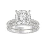 14K WHITE GOLD 4 1/2CT ROUND/CUSHION DIAMOND LADIES BRIDAL SET (CENTER STONE CUSHION DIAMOND 4.00CT)