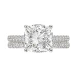 14K WHITE GOLD 4 1/2CT ROUND/CUSHION DIAMOND LADIES BRIDAL SET (CENTER STONE CUSHION DIAMOND 4.00CT) - Image 5