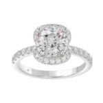 14K WHITE GOLD 4 1/2CT ROUND/CUSHION DIAMOND LADIES RING (CENTER STONE CUSHION DIAMOND 4CT & Color F-G Clarity VS1/VS2)