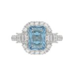 14K WHITE GOLD 4 1/2CT ROUND/EMERALD DIAMOND LADIES RING  (CENTER STONE RADIANT BLUE DIAMOND 3.00CT) - Image 5