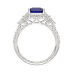 14K WHITE GOLD 4 1/2CT ROUND/EMERALD DIAMOND LADIES RING (CENTER STONE EMERALD BLUE SAPPHIRE DIAMOND 3CT) - Image 2