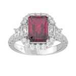 14K WHITE GOLD 4 1/2CT ROUND/EMERALD DIAMOND LADIES RING (CENTER STONE RUBY EMERALD DIAMOND 3CT)