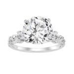 14K WHITE GOLD 4 1/2CT ROUND/MARQUISE DIAMOND LADIES RING (CENTER STONE ROUND DIAMOND 4CT)