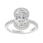 14K WHITE GOLD 4 1/2CT ROUND/OVAL DIAMOND LADIES RING (CENTER STONE OVAL DIAMOND 4.00CT & Color F-G Clarity VS1/VS2)